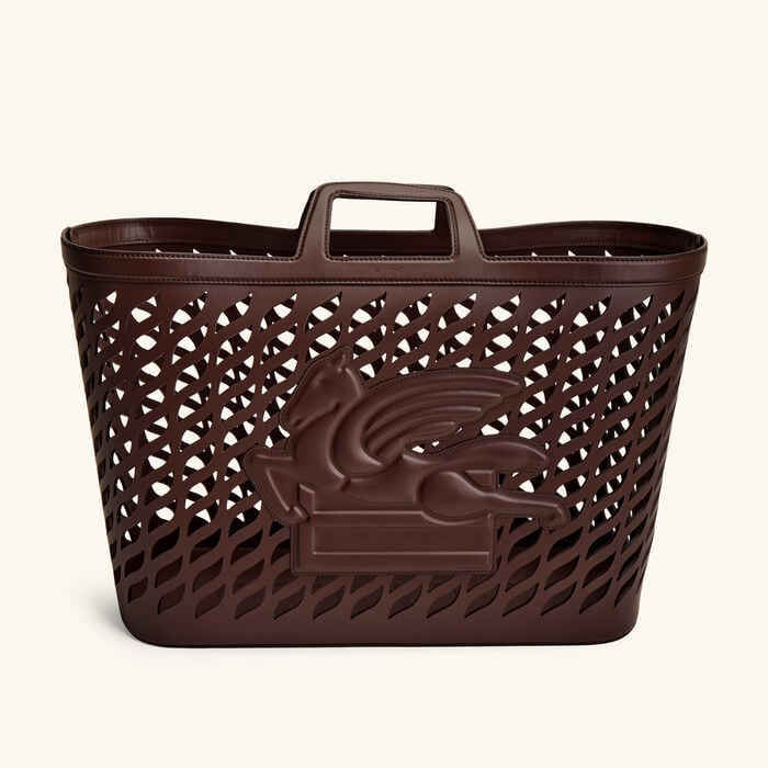 etro drill leather basket brown