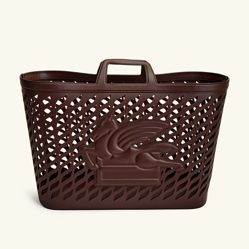 etro drill leather basket brown