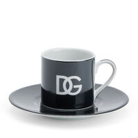 Set of 2 DG Logo Espresso Cups with Saucers, small