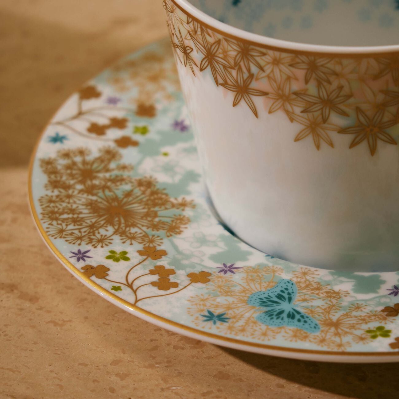bernardaud feerie michael cailloux tea cup   saucer blue