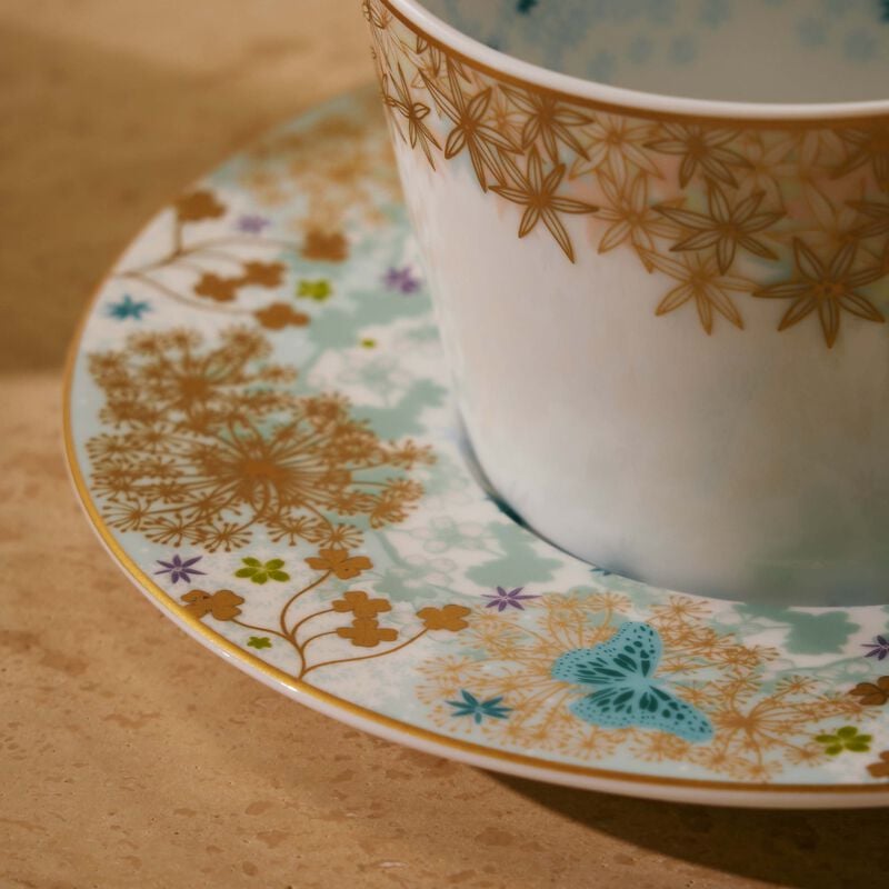 bernardaud feerie michael cailloux tea cup   saucer blue