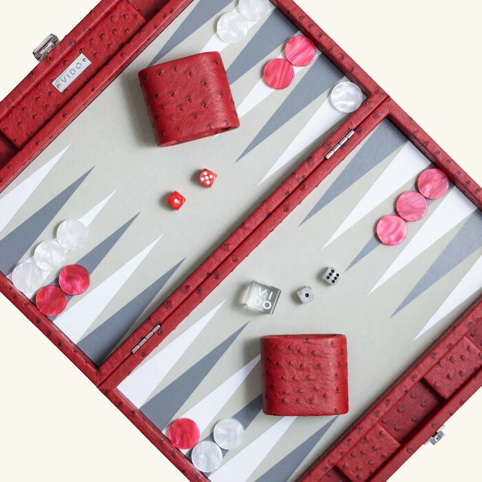 vido carmine ostrich backgammon set