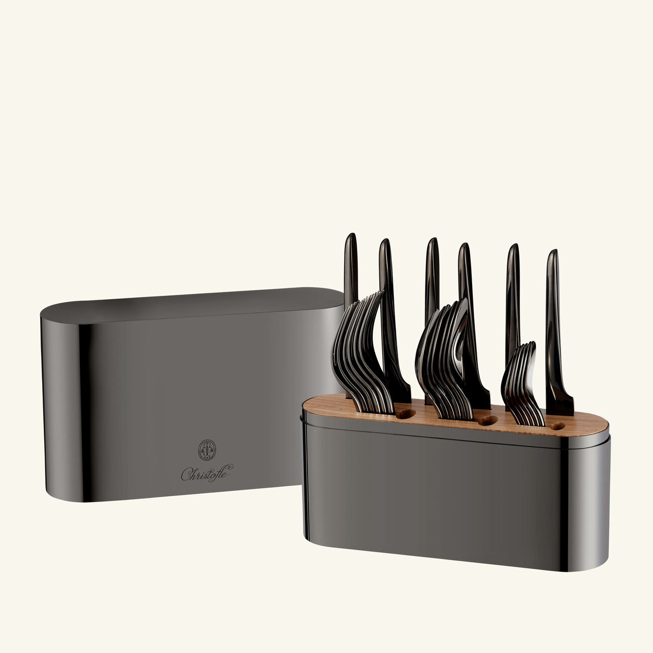 christofle concorde cutlery case black