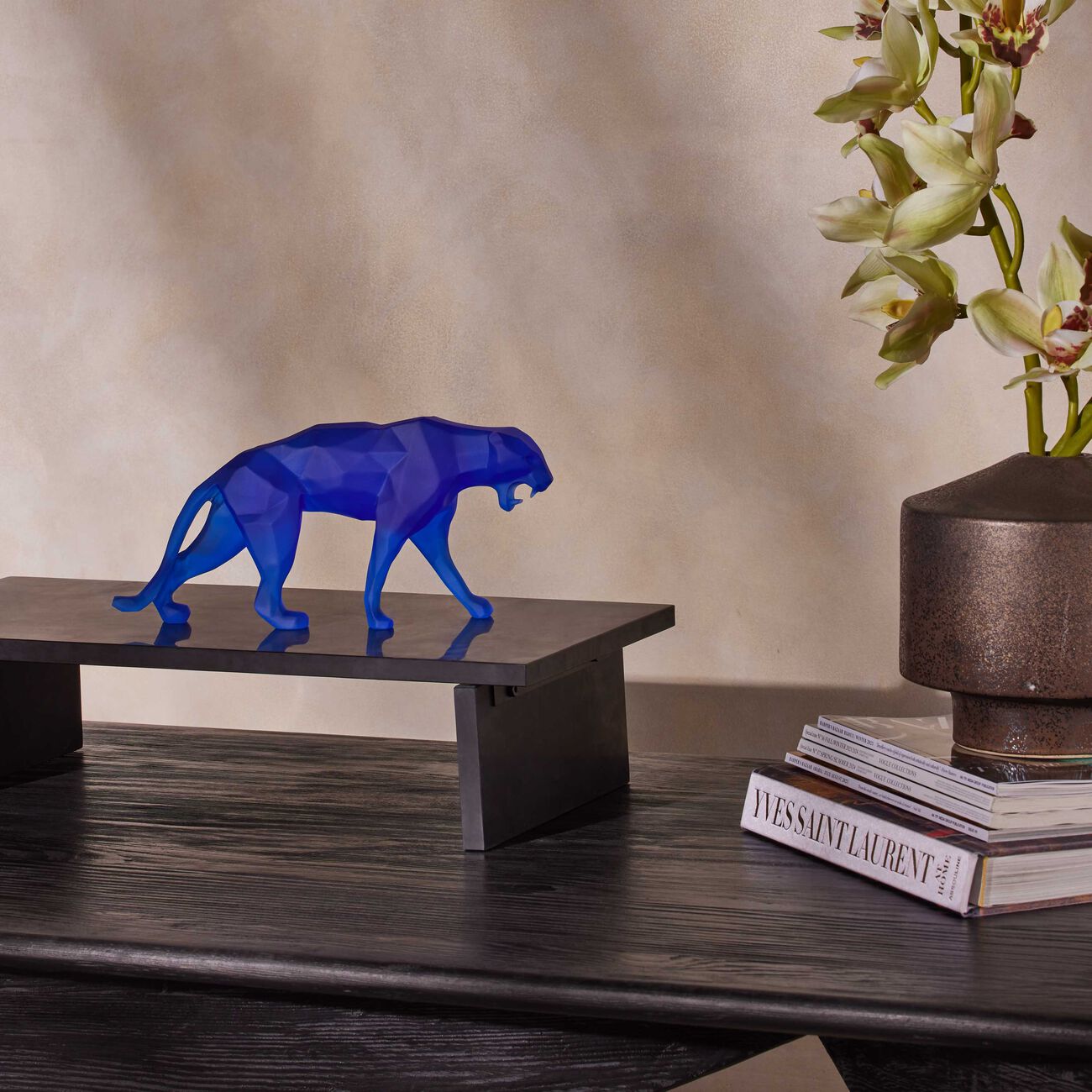 Wild Panther Sculpture Small Blue Limited Edition daum wild panther sculpture small blue limited edition
