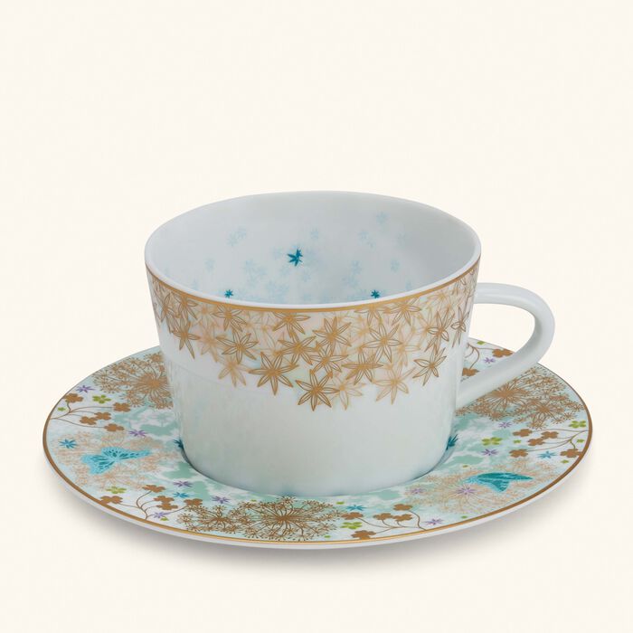 bernardaud feerie michael cailloux tea cup   saucer blue