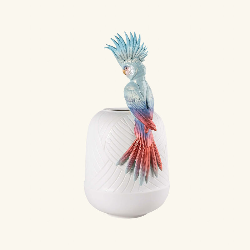 lladro cockatoo vase large white