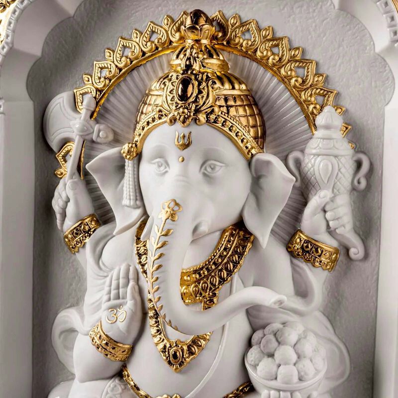 lladro lord ganesha wall art medium white