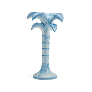 Palm Trees Candle Holder - Blue - Medium, medium