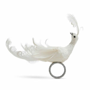 Frost Bird Napkin Ring in White & Silver, medium
