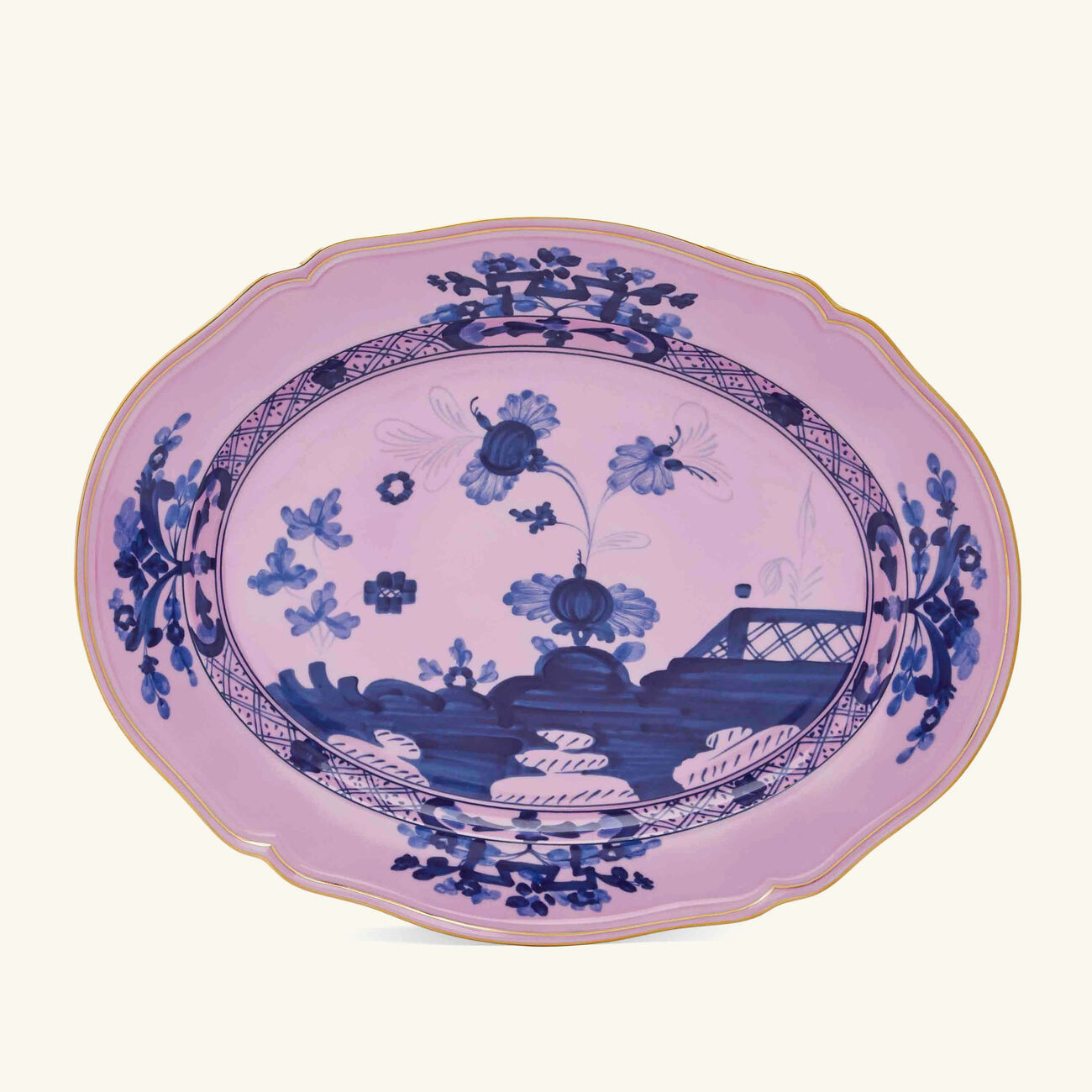 ginori 1735 oriente italiano serving platter oval pink 29cm
