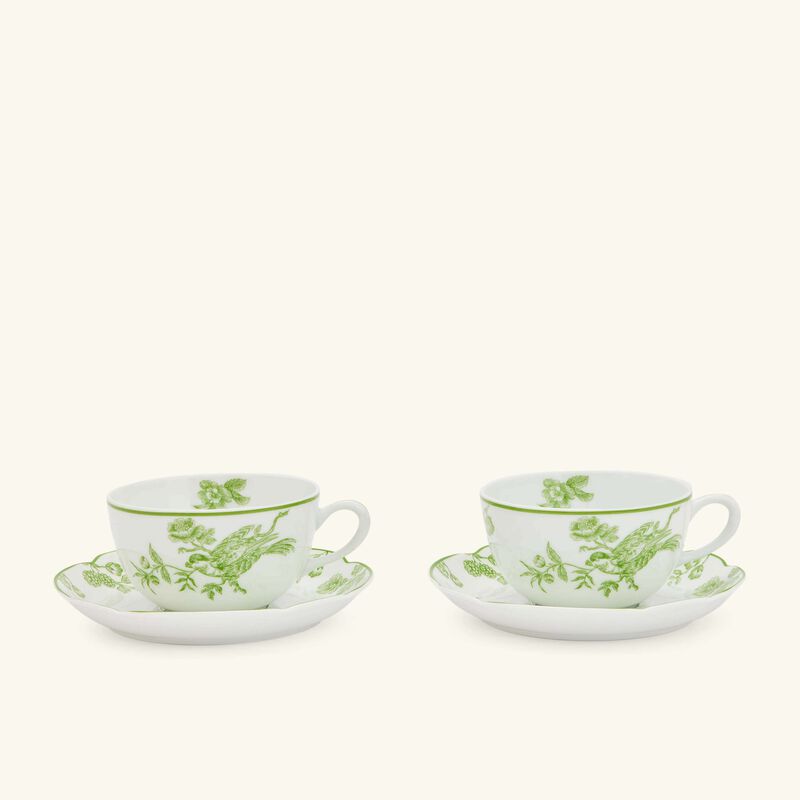Bernardaud Albertine Tea Cup & Saucer Green Set Of 2 Tanagra UAE