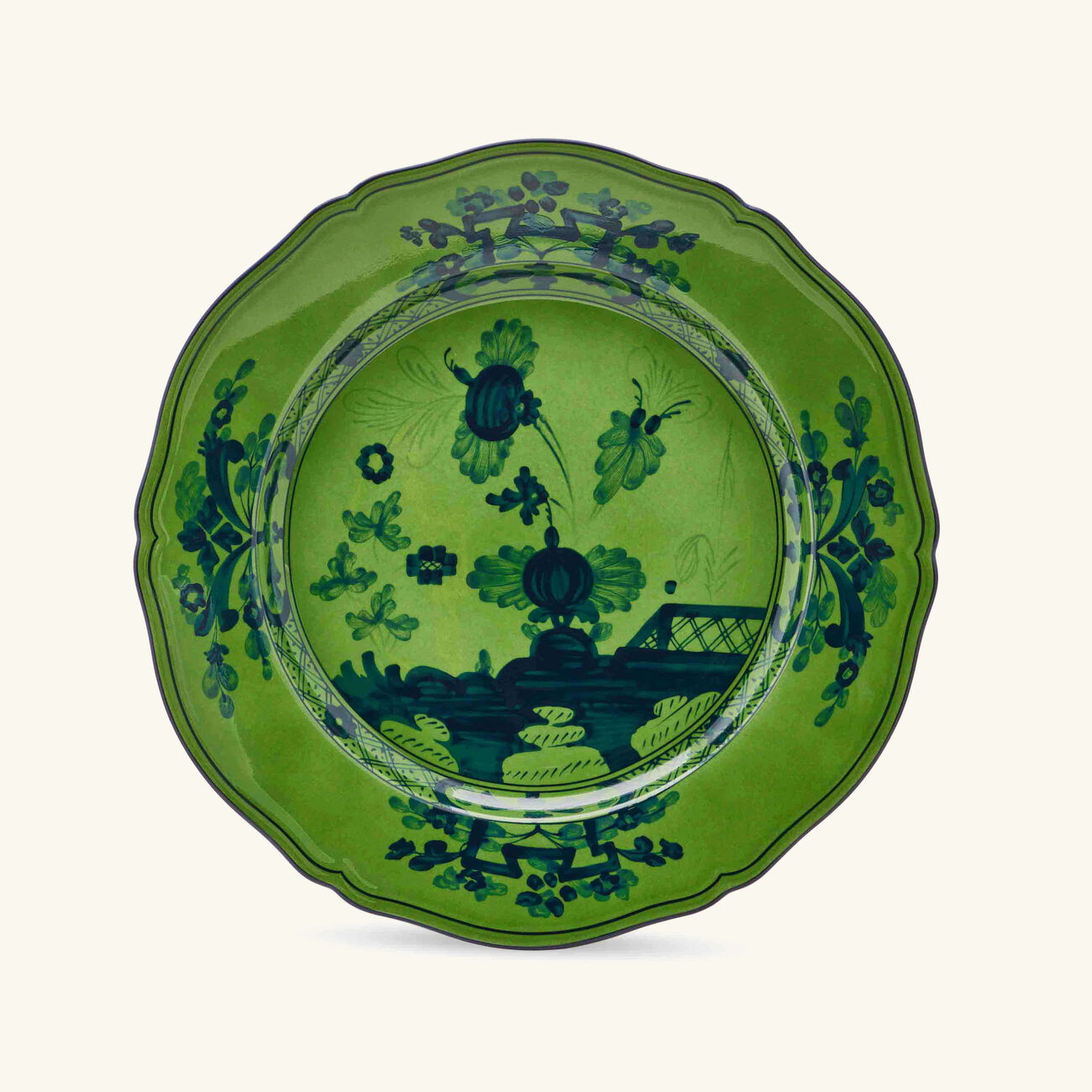 Oriente Italiano Serving Platter Round Green 31cm ginori 1735 oriente italiano serving platter round green 31cm
