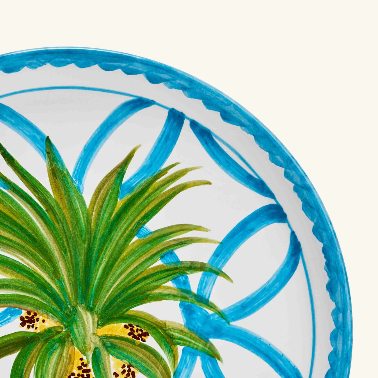 les ottomans palm dinner plate round blue 28cm