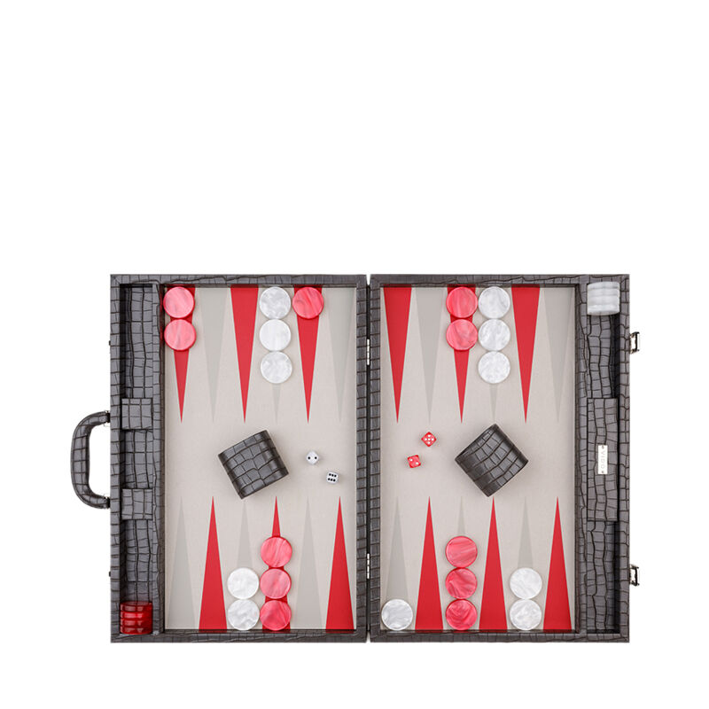 Vido Charcoal Grey Alligator Large Backgammon Tanagra UAE