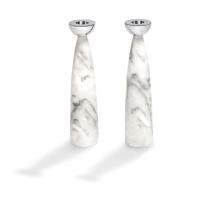 Coluna Carrara Marble And Silver Candle Holders - Set Of 2, small