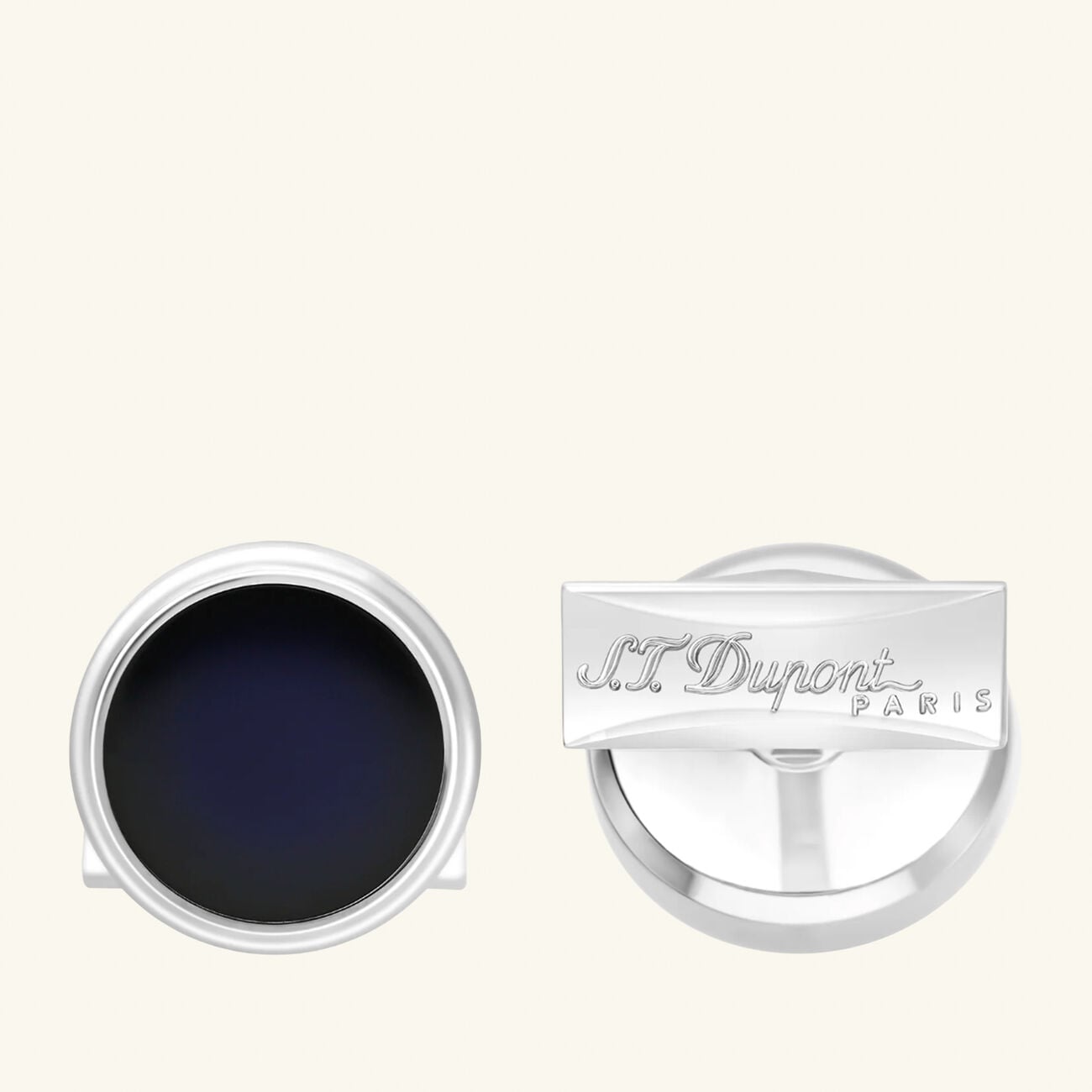 st dupont round cufflink blue
