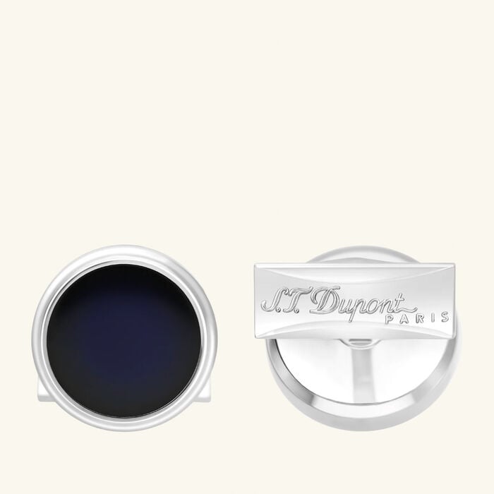 Round Cufflink Blue st dupont round cufflink blue