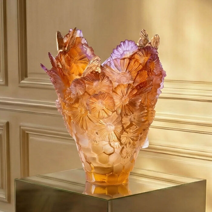 daum or d abeille vase large orange limited edition