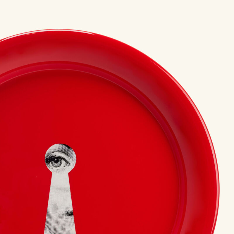 fornasetti serratura tray round large red limited edition
