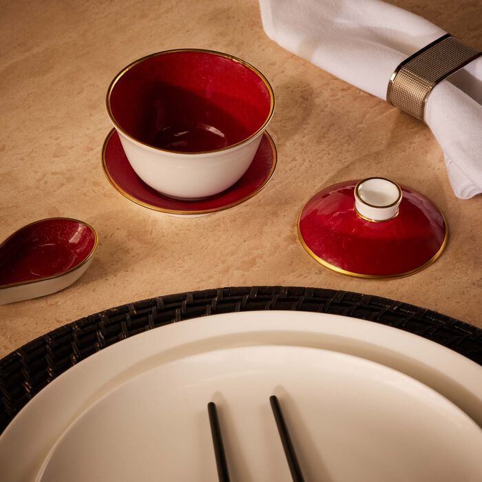 bernardaud rouge empereur tea cup   saucer red