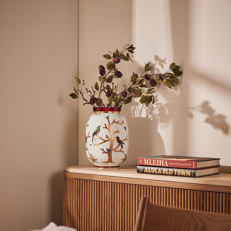 Aux Oiseaux Toscan Vase Medium Gold bernardaud aux oiseaux toscan vase medium gold