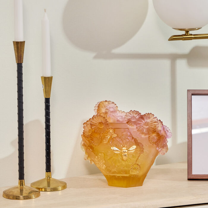 daum or d abeille vase medium orange limited edition