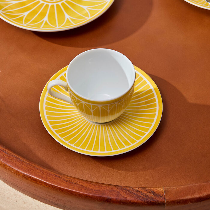 christofle malmaison riviera espresso cup   saucer yellow