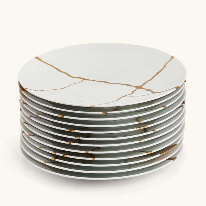 bernardaud kintsugi dinner plate round white set of 12