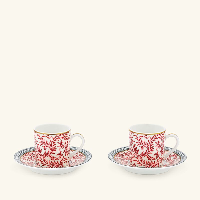 Collection Braquenié Coffee Cup & Saucer Red Set Of 2 bernardaud collection braqueni coffee cup saucer red set of 2