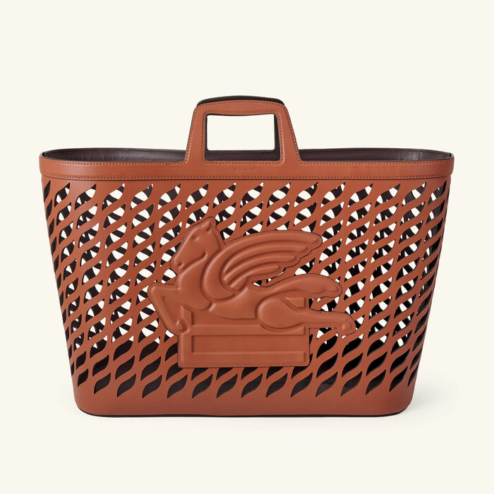 etro drill leather basket camel