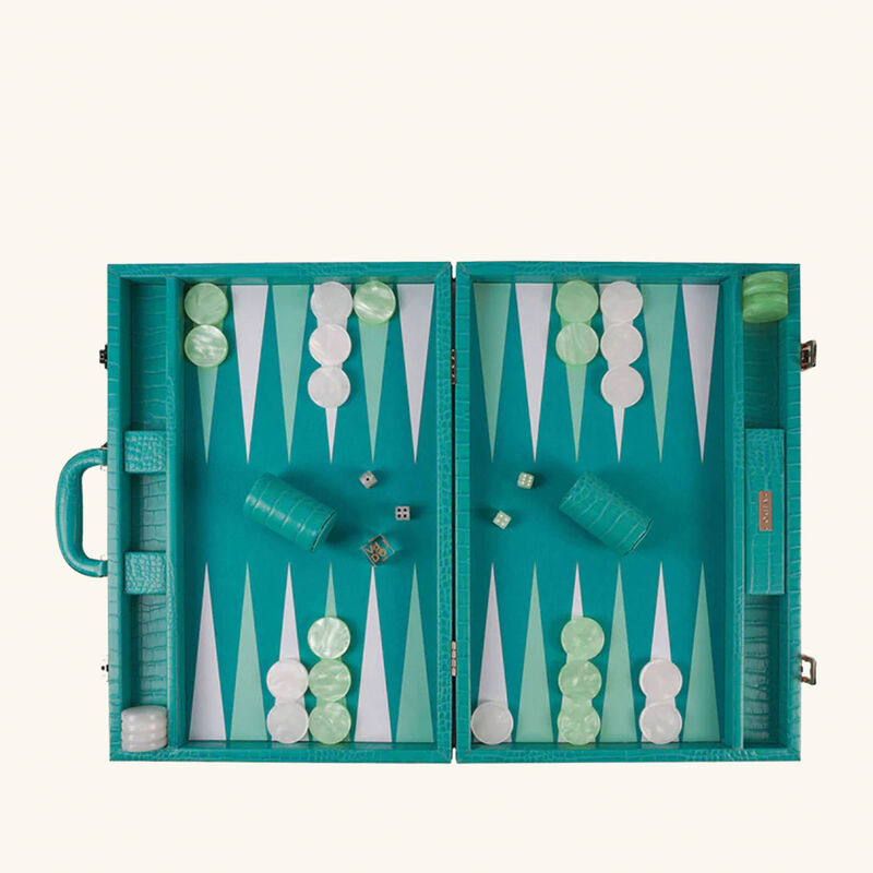 vido teal alligator backgammon set