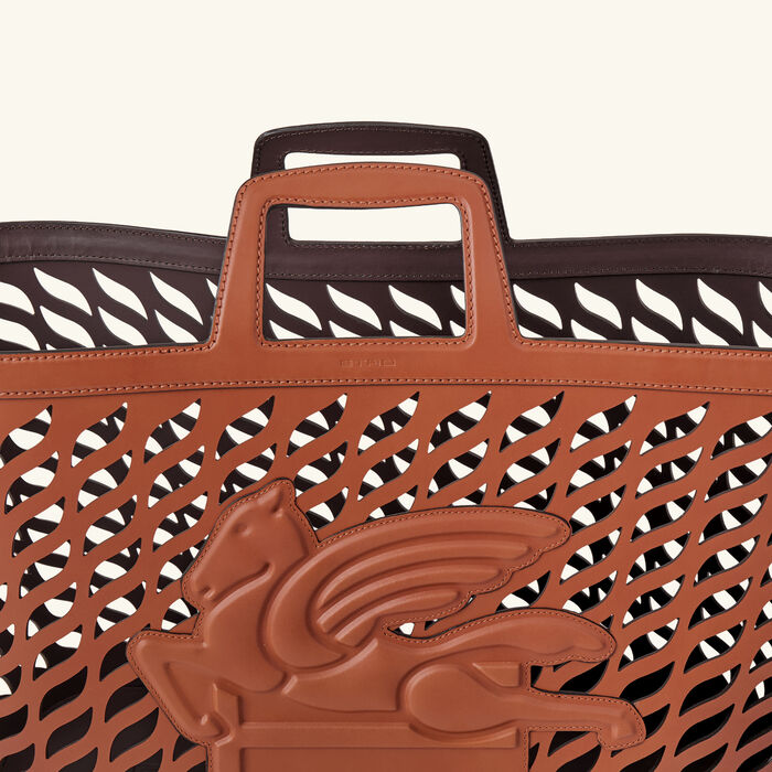 etro drill leather basket camel