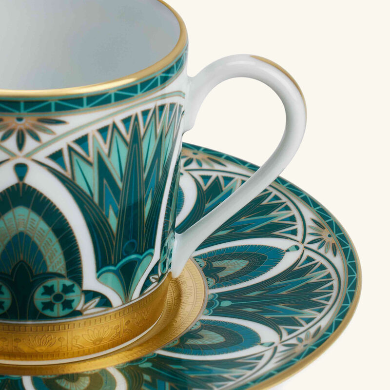 هافيلاند طقم ريف دو نيل المؤلف من 4 فناجين للقهوة مع صحونها باللون الأخضر