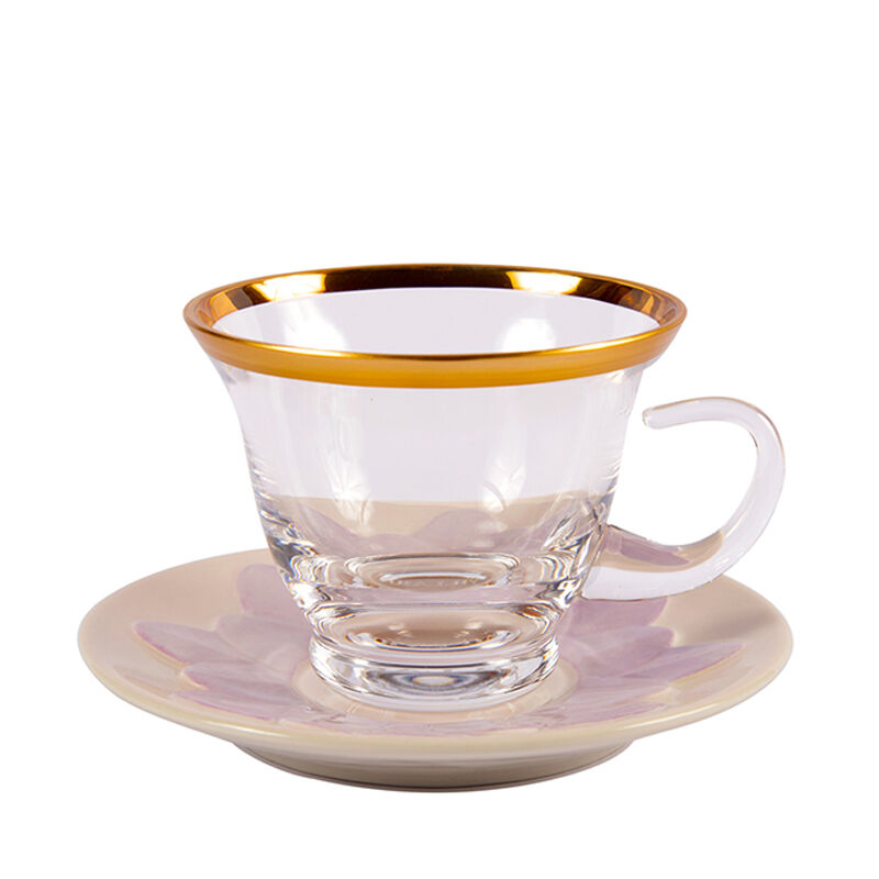 Peacock Lilac & Gold Cappuccino Cup & Saucer, large