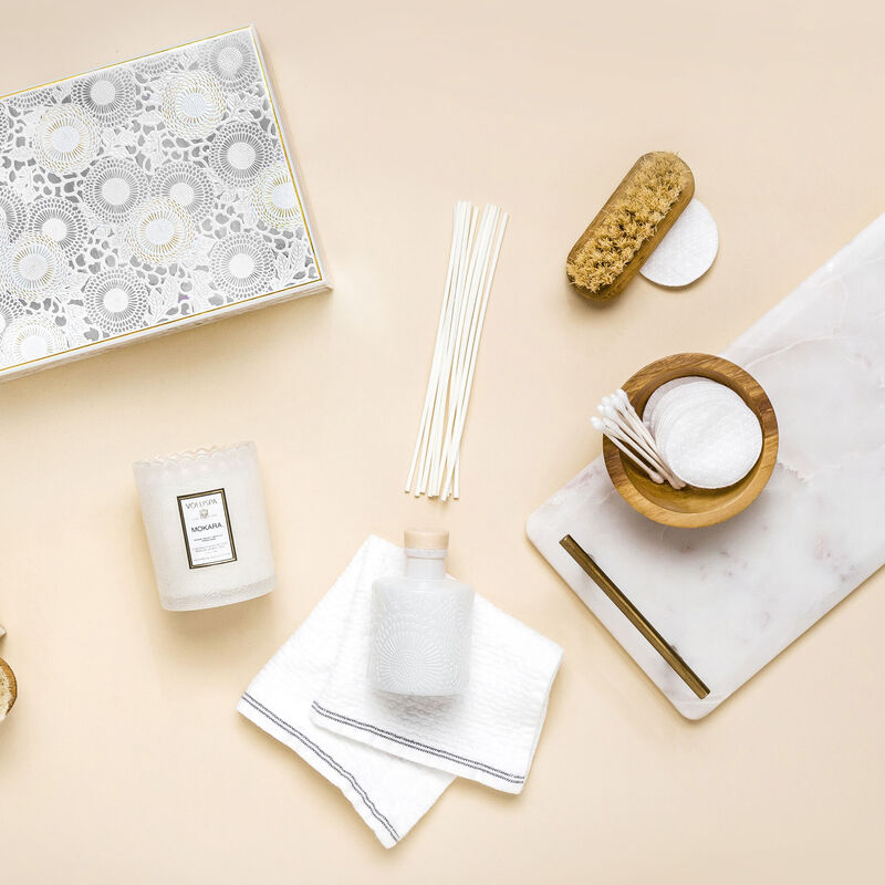 Mokara Scalloped Candle + Diffuser Gift Set - voluspa mokara scalloped candle diffuser gift set