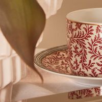 bernardaud collection braqueni  tea cup   saucer red set of 2
