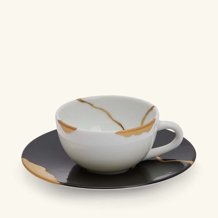 Kintsugi Coffee Cup & Saucer Black Set Of 4 bernardaud kintsugi coffee cup saucer black set of 4