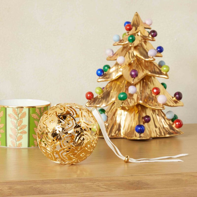 كرة زينة لشجرة الكريسماس صغيرة باللون الذهبي كريستوفل كرة زينة لشجرة الكريسماس صغيرة باللون الذهبي