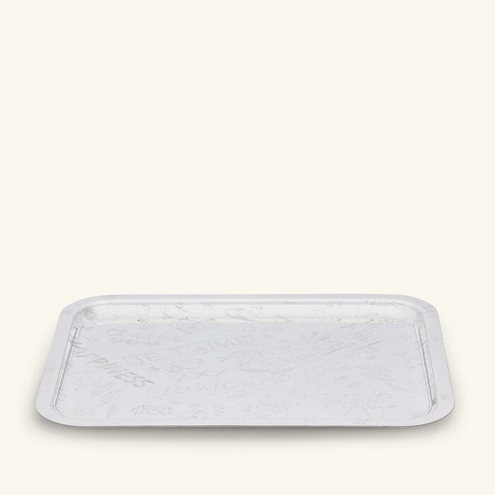 christofle graffiti serving tray rectangular medium silver plated