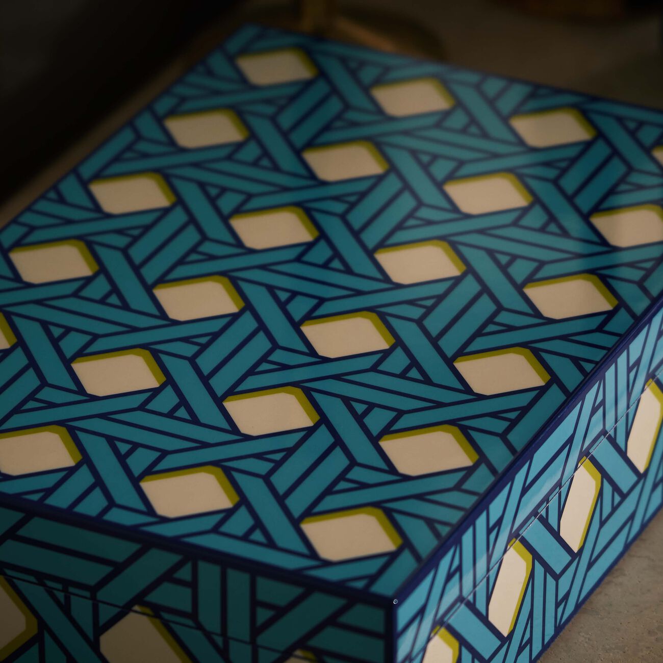 jonathan adler basketweave decorative box large blue
