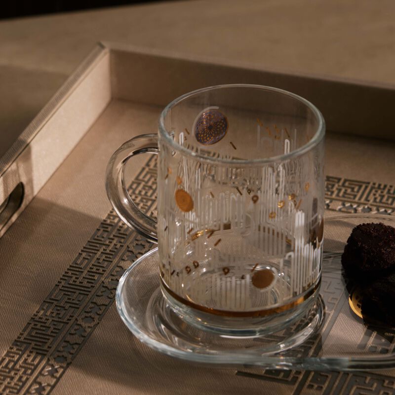 Hayat Mug and Saucer Gold Set of 4 dimlaj hayat mug and saucer gold set of 4