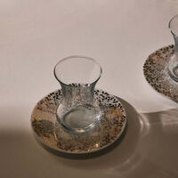 silsal tamrah by razan alazzouni dots arabic tea cup   saucer gold set of 2