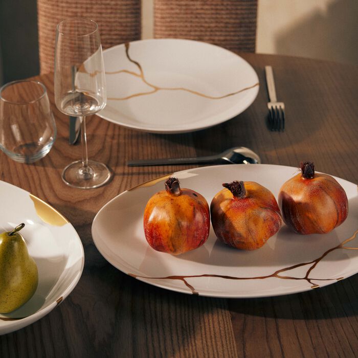 bernardaud kintsugi serving platter oval white 38cm