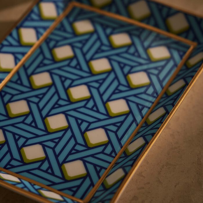 جوناثان أدلر صينية باسكيت ويف للمقتنيات الصغيرة مستطيلة باللون الأزرق