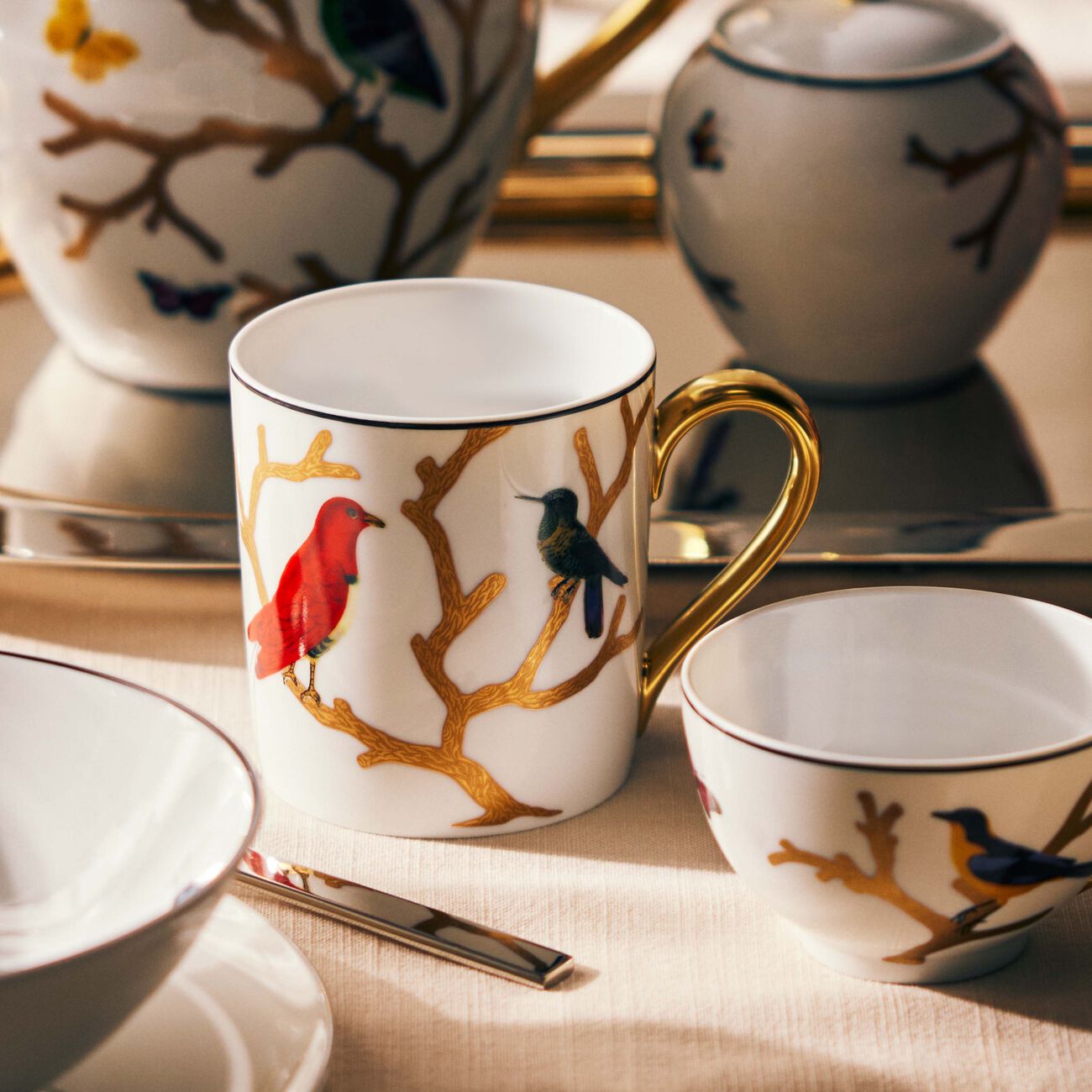 bernardaud aux oiseaux mug gold set of 2