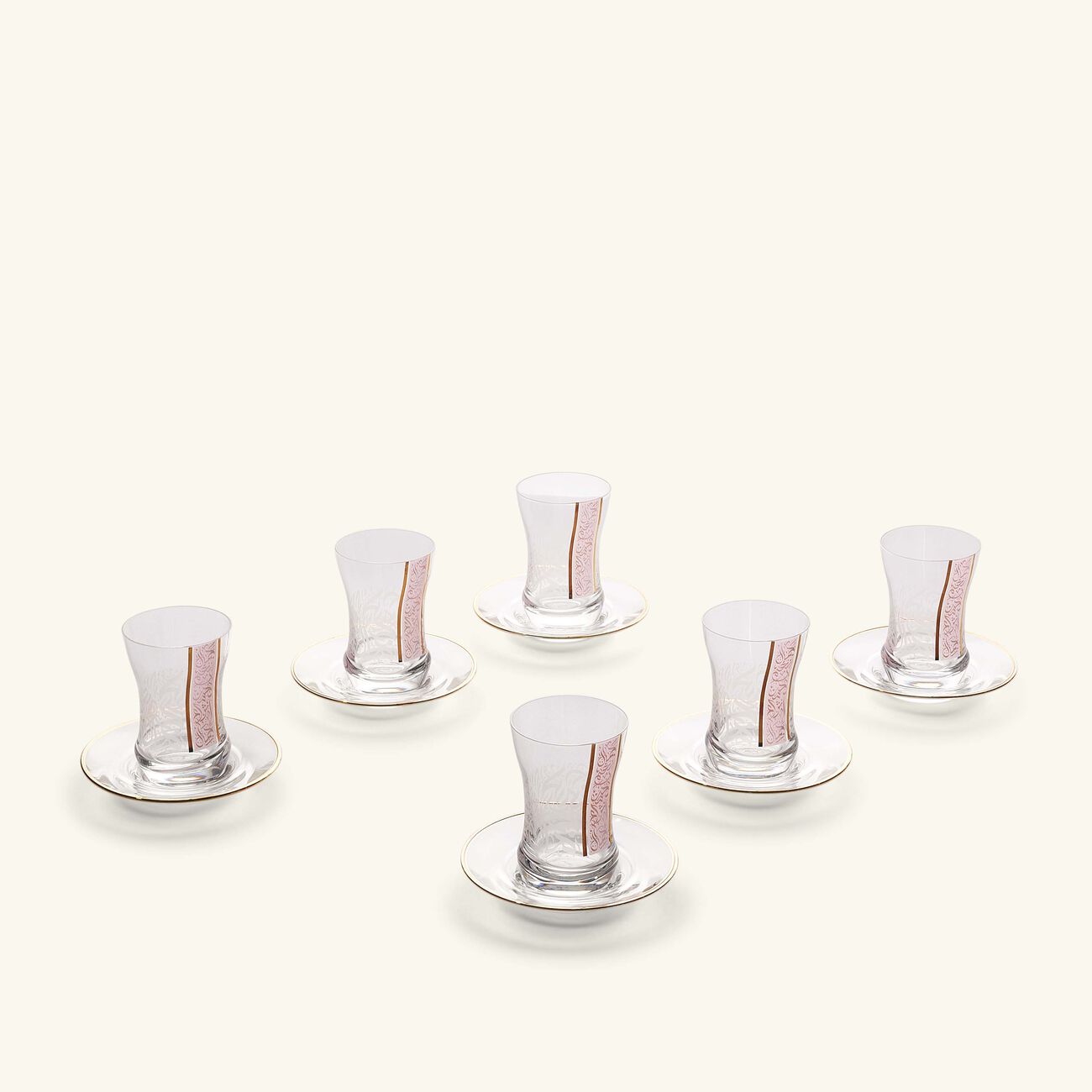 Nagham Teacup & Saucer Pink Set of 6 dimlaj nagham teacup saucer pink set of 6