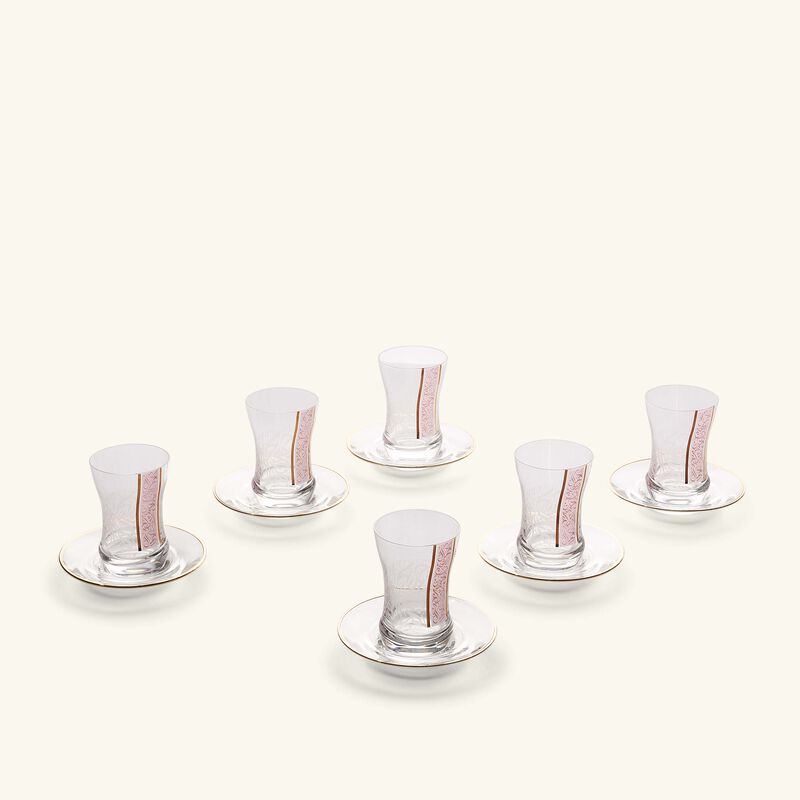 Nagham Teacup & Saucer Pink Set of 6 dimlaj nagham teacup saucer pink set of 6
