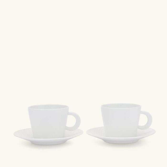 bernardaud ecume tea cup   saucer white set of 2