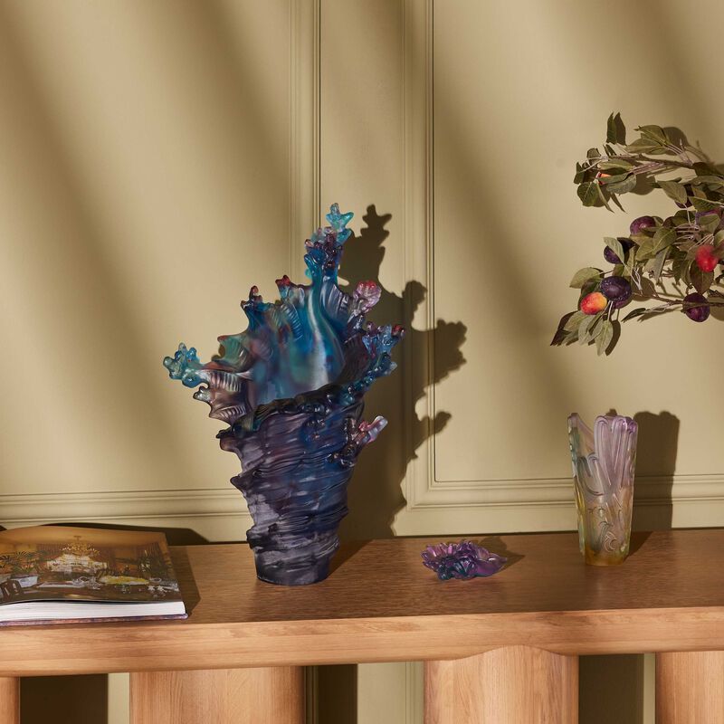 daum mer de corail vase large blue