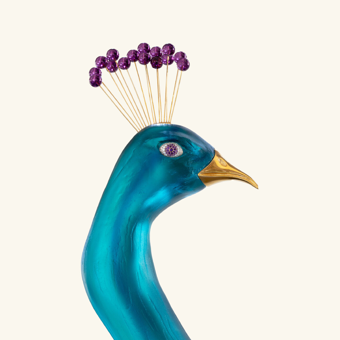 daum tropical peacock sculpture extra large blue